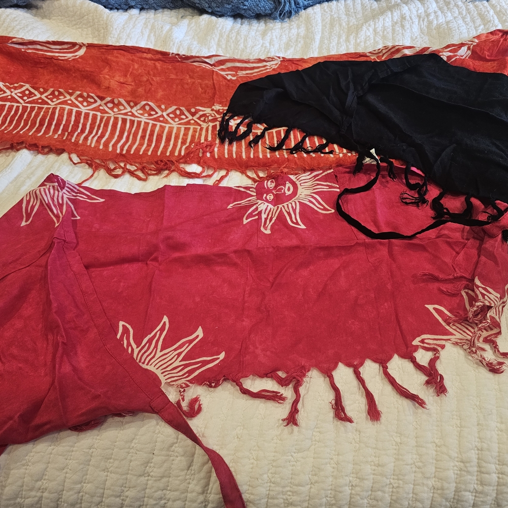 Red and Black Women Swim Sarong
